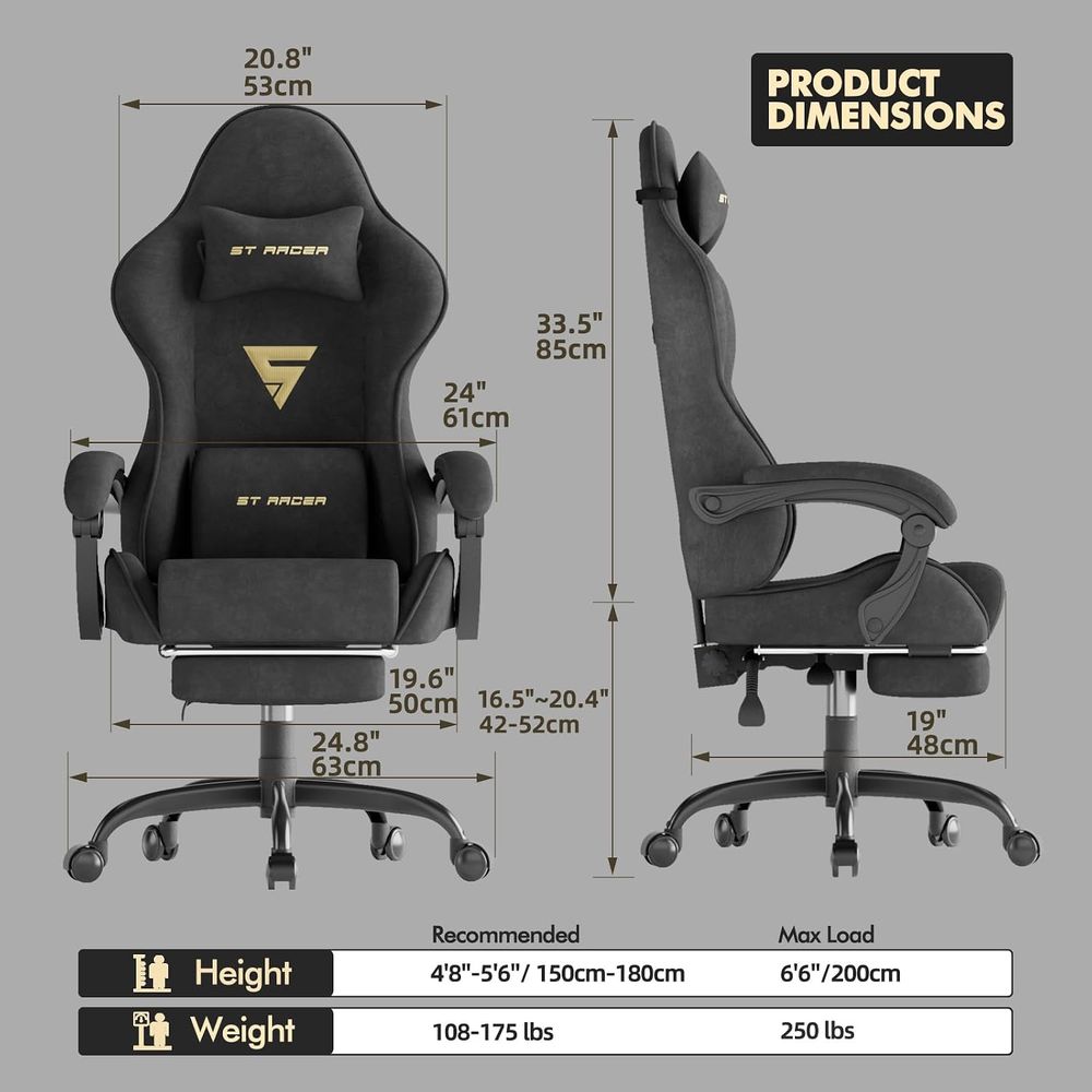 Velvet abric Ergonomic Gaming  - Pc Gaming Usa recension och pris